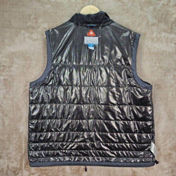 Columbia Vest Omni Heat Full Zip Gray Quilted Puffer Pockets Men's L Slope Edge - Picture 2 of 10
